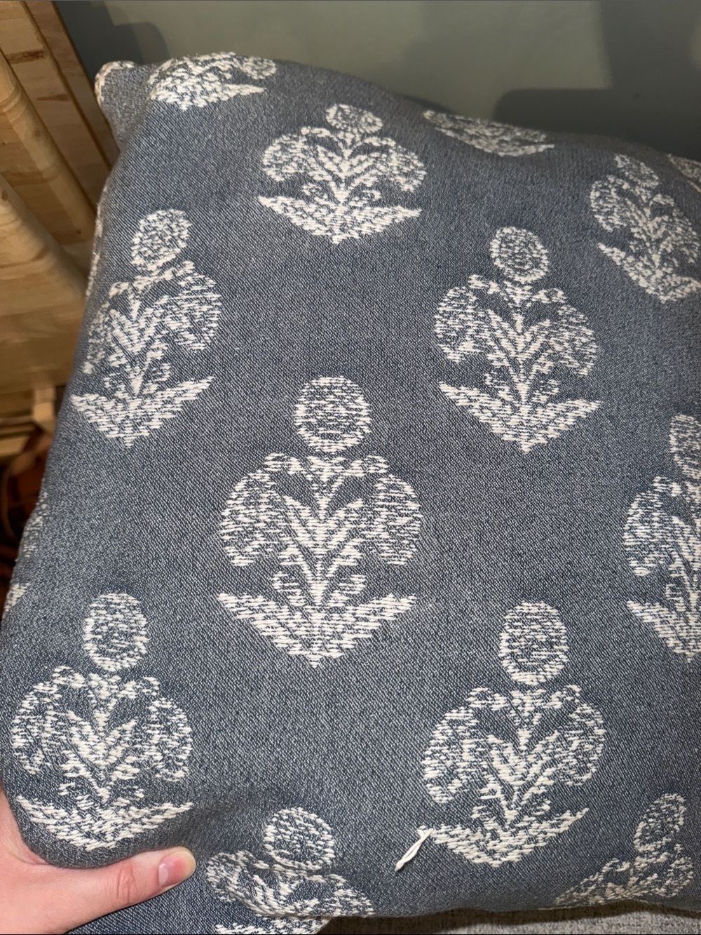 Studio McGee 20x20 blue floral throw pillow - Picture 2 of 4
